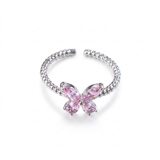 Ring|Whisper Wing Butterfly Ring | Adjustable Fit | CZ Crystal Accent