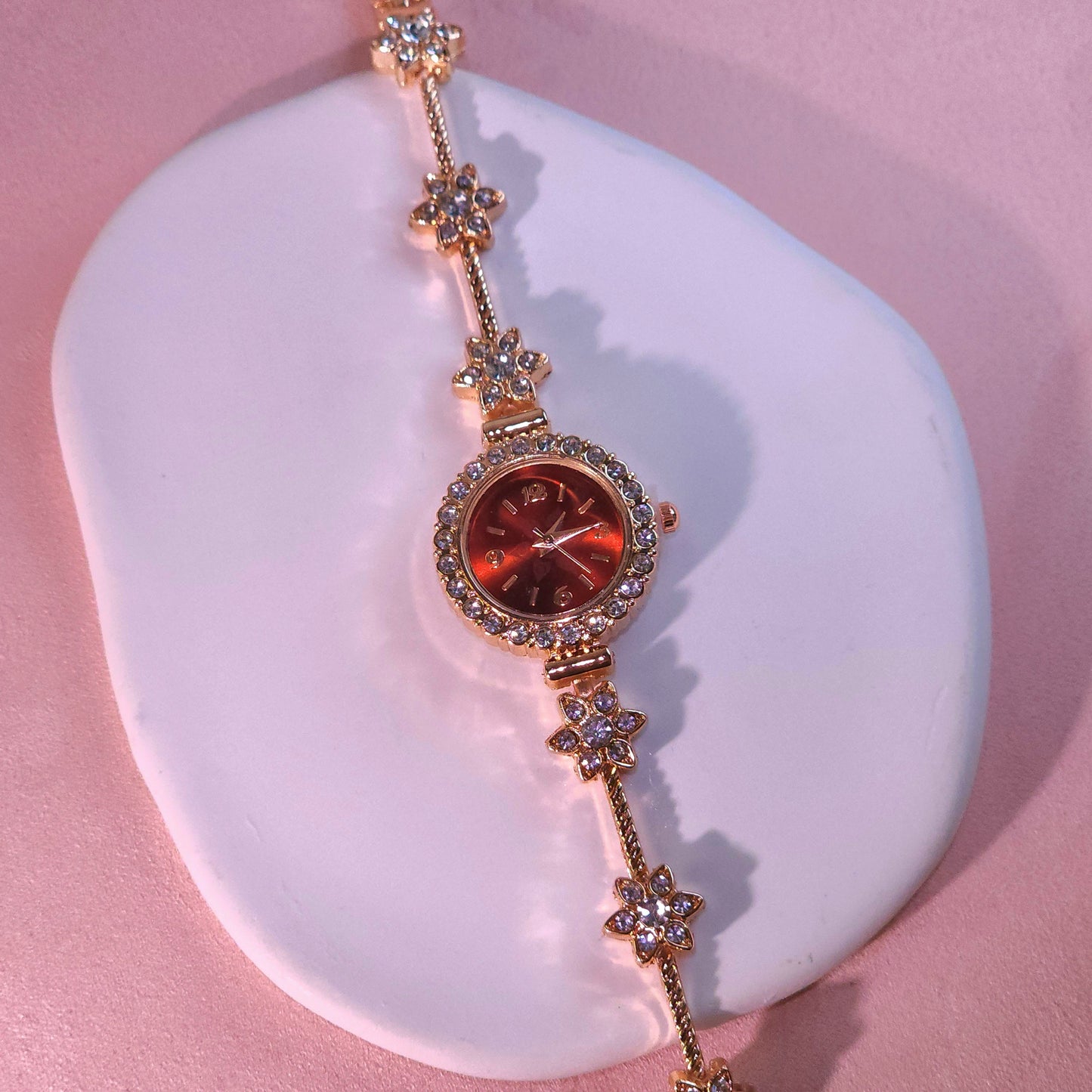 Watch|Elegant Rose Gold Snowflake Bracelet Watch for Women | Multi-Color Options