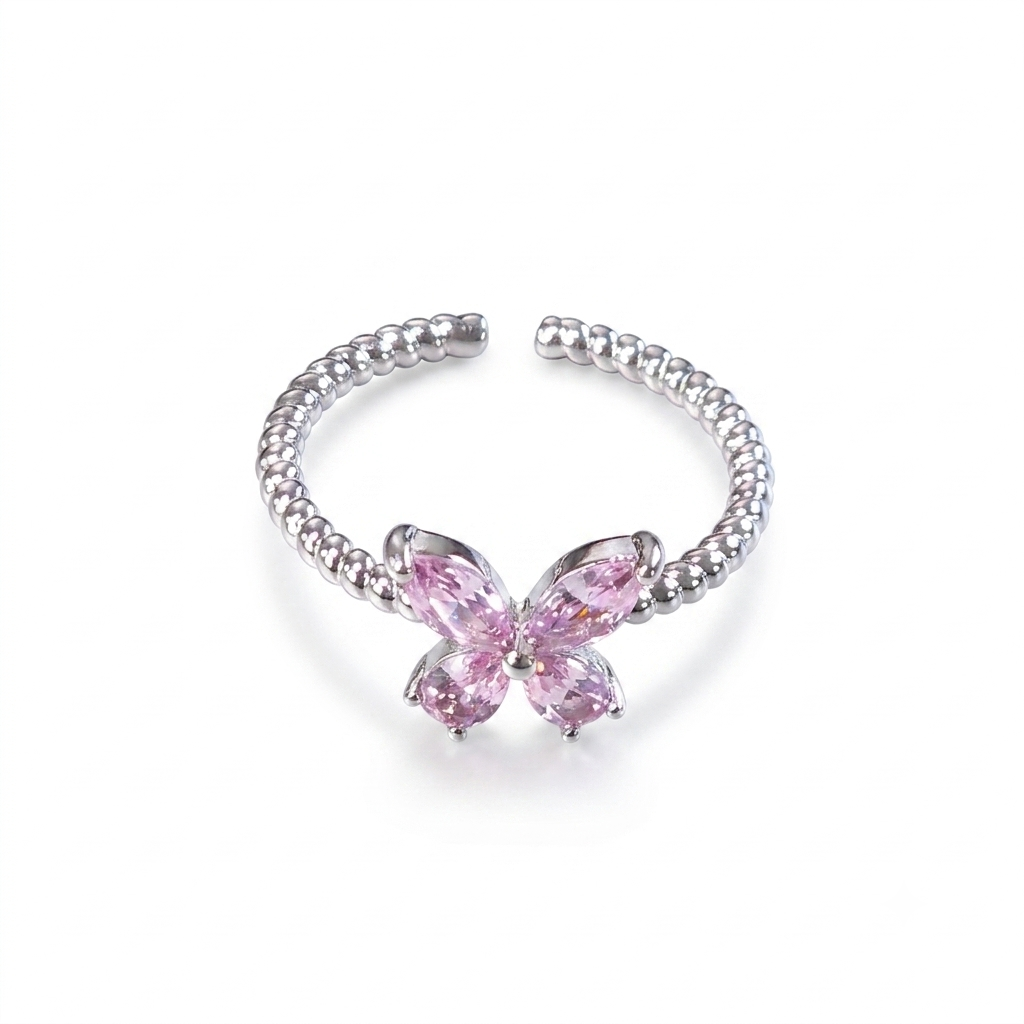 Ring｜Whisper Wing Butterfly Ring | Adjustable Fit | CZ Crystal Accent