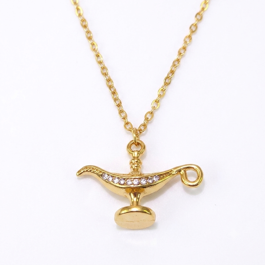 Necklace｜Golden Magic Lamp Pendant Necklace | Arabian Fantasy Charm