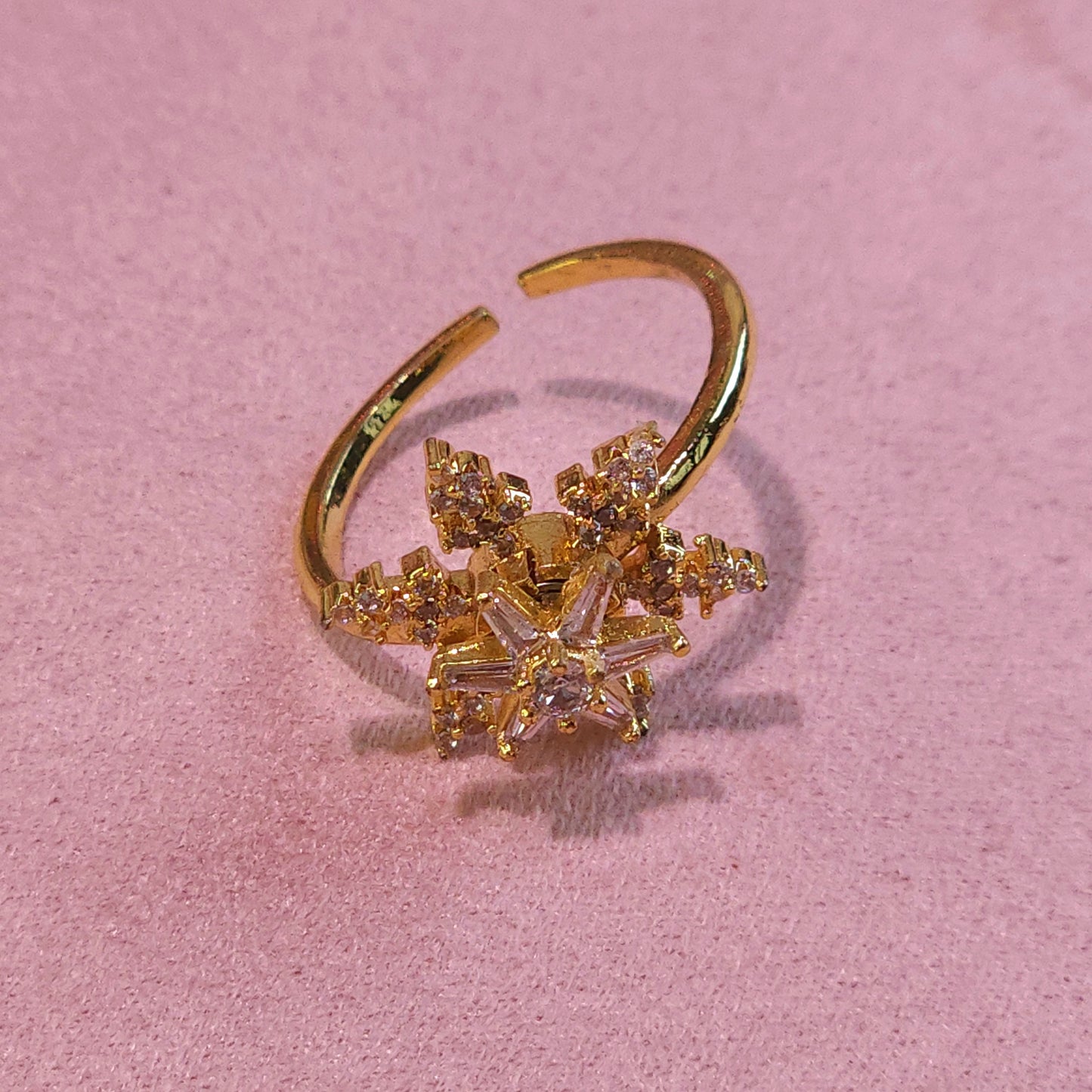 Ring｜Celestial Snowflake Spinner Open Ring | Adjustable Ring | Statement Jewelry