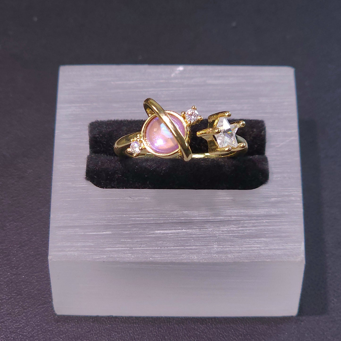 Ring｜Celestial Orbit Open Ring – Planet & Star CZ Statement Ring | Galaxy Jewelry