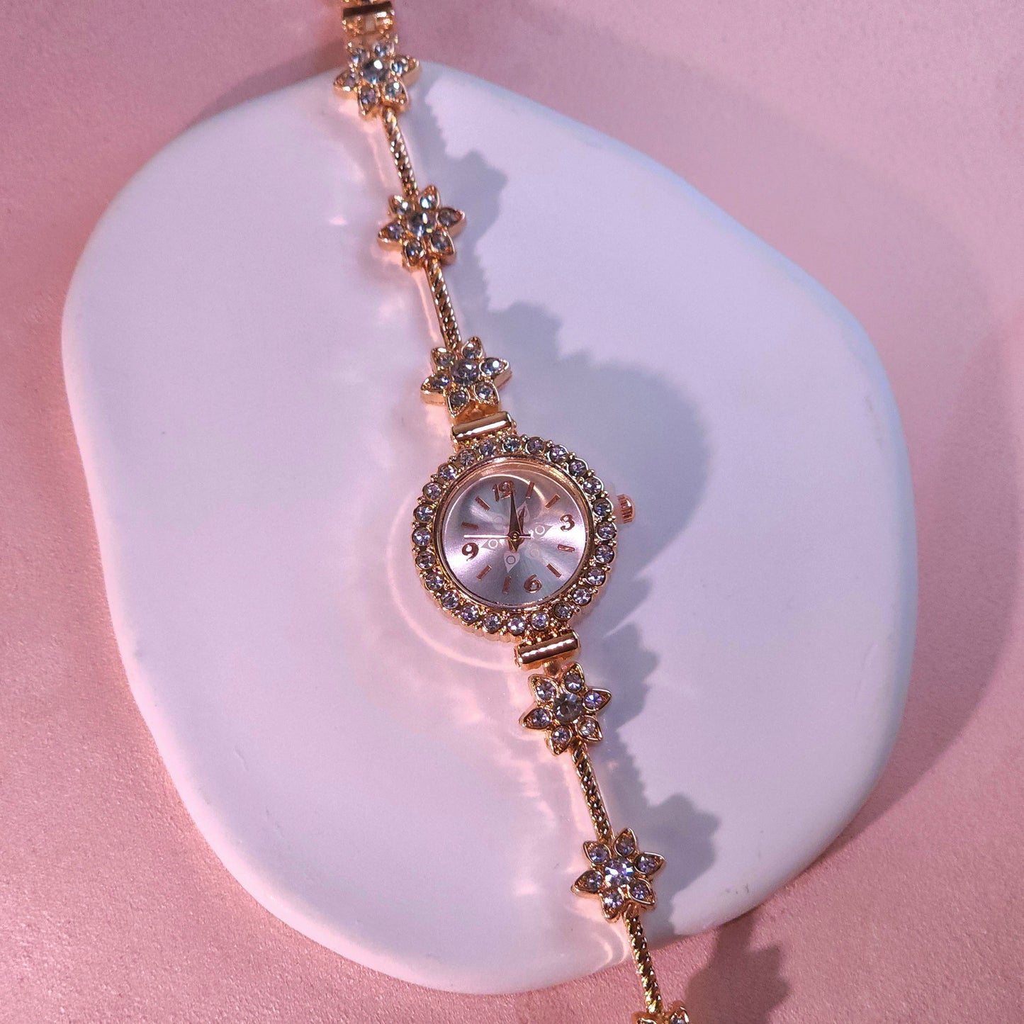 Watch|Elegant Rose Gold Snowflake Bracelet Watch for Women | Multi-Color Options